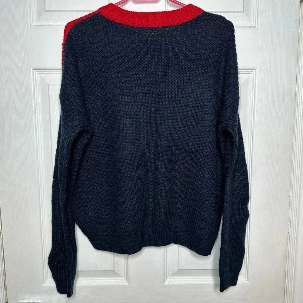 Bluenotes Cable knit Sweater Crewneck Chevron Red, White, & Blue Size Medium - Picture 10 of 16